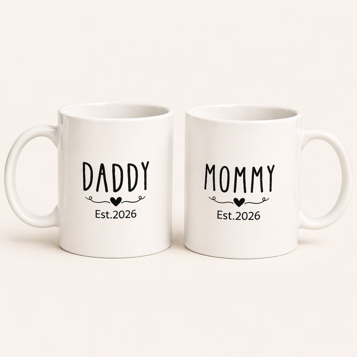 Mommy & Daddy Coffee Mug Set - Est. 2026